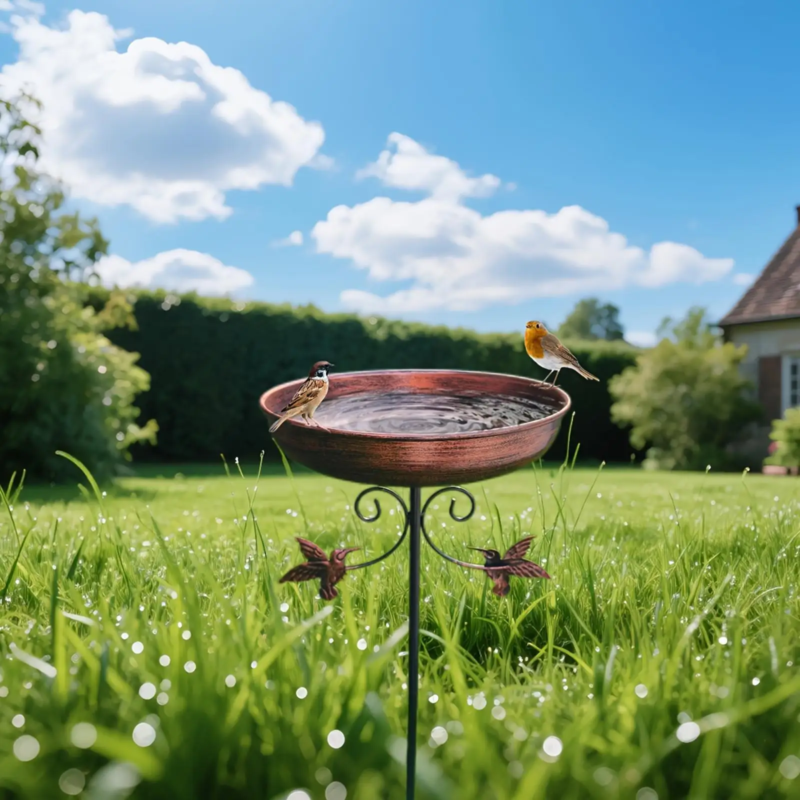 

Bath Bowl,Water Bowl with Garden Stake,Bird Feeder Tray for Lawn Balcony