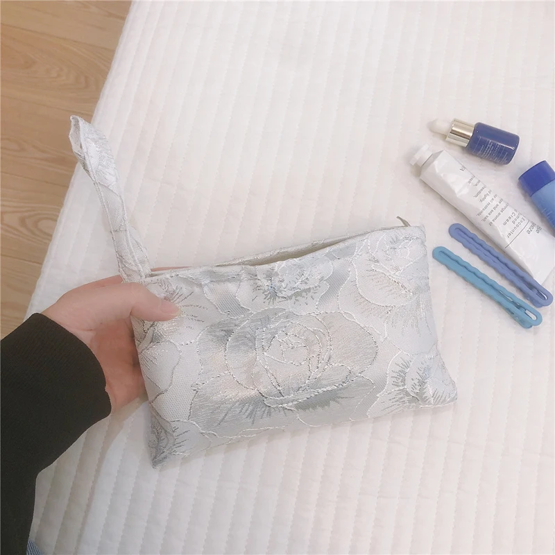 5pcs Makeup Bags Women Canvas Golden Rose Cellphone Long Cosmeic Bag