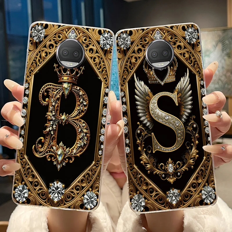 

Cover For Motorola Moto G5S / G5S Plus New Fashion Retro Initial Letter Couple Phone Case Transparent Soft Silicone TPU Casing