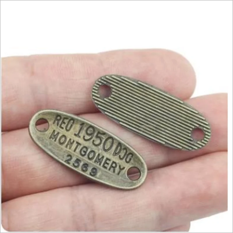 High Quality 10 Pieces/Lot 33mm*13mm Antique Bronze Words Tags Charms For Bracelets