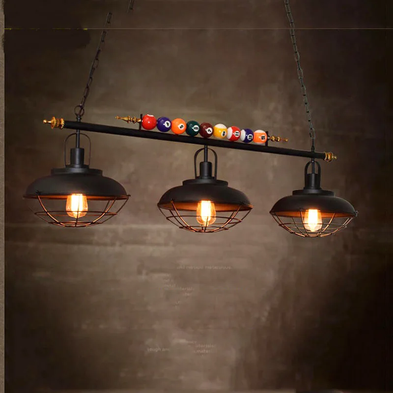 Retro Industrial Style Decorative Billiard Chandelier American Clothing Store Restaurant Bar Nostalgic Coffee Shop Pendant Lamp