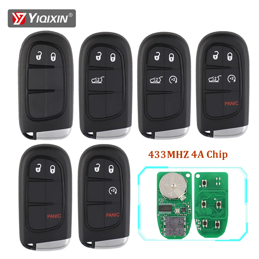 YIQIXIN 433Mhz 4A Chip Remote Car Key For Jeep Grand Cherokee 2013-2020 Chrysler 300C Dodge Ram 1500 Charger Journey Challenge