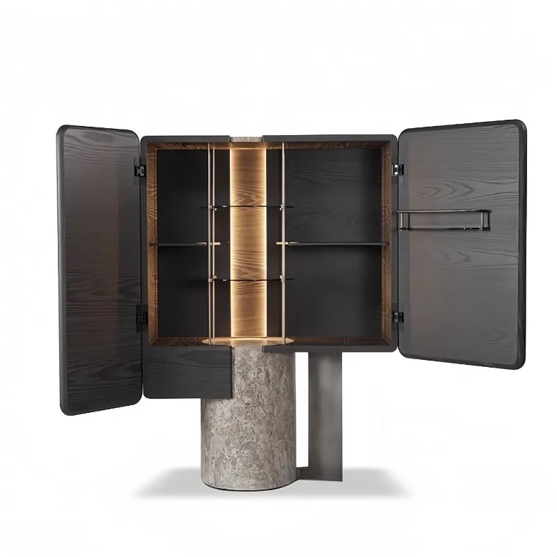 Italian wine cabinet natural marble artistic villa luxury designer high-end side cabinet locker cave stone