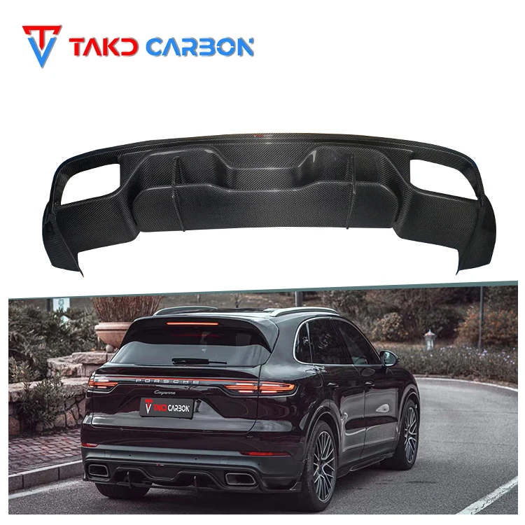 

Cayenne TAKD Carbon 100% сухое углеродное волокно, диффузор заднего бампера автомобиля, губа для Porsches Cayenne 2018-UP