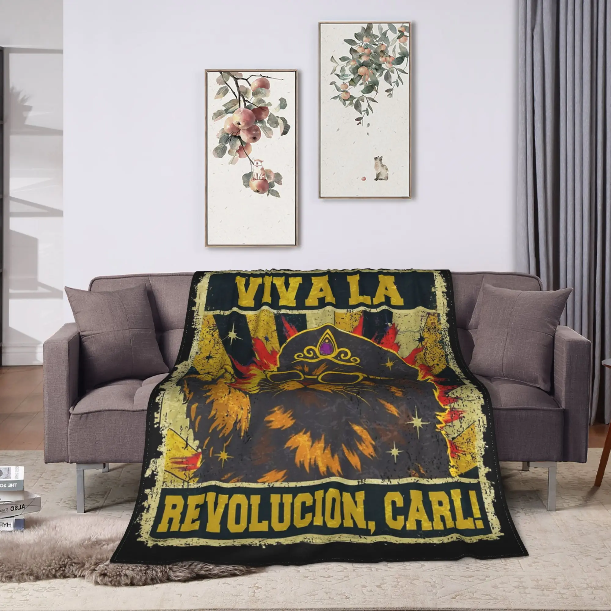 Viva La Revolution Carl Cat Lover Blanket Fleece Spring/Autumn Dungeon Crawler Carls Soft Throw Blanket for Sofa Car Rug Piece