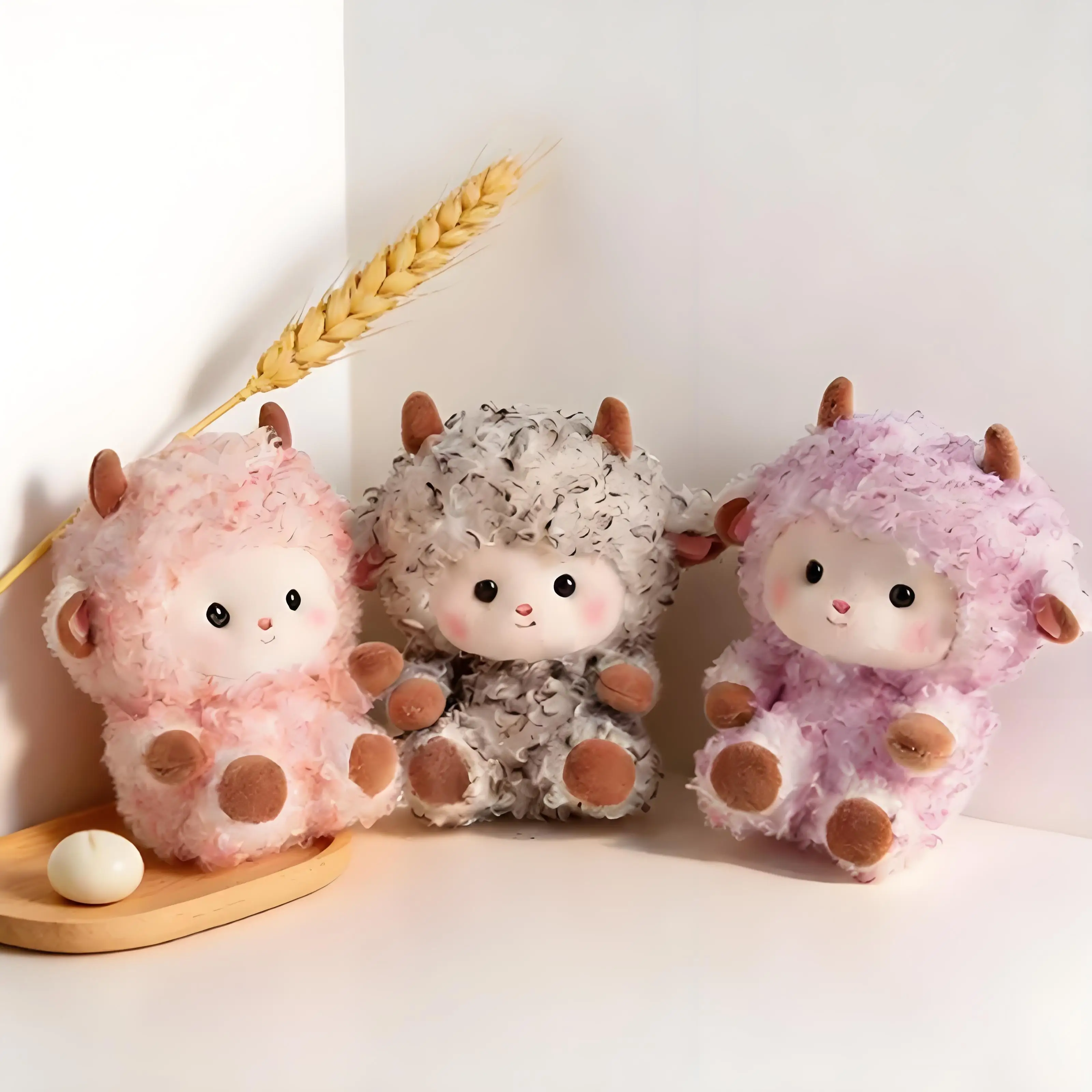 Lovely Multi-colored Curly Fleece Lamb Plush Toy Soft Stuffed Animal Sheep Doll Desktop Ornament Birthday Gift Kids Boys Girls