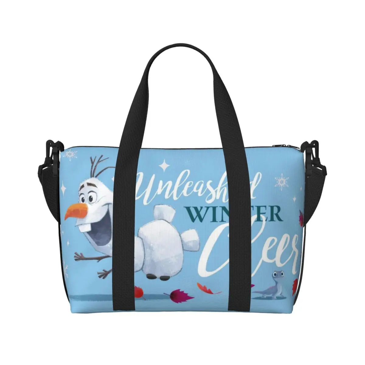 Custom Olaf Wallpaper Anime Tote Bag Women Large Capacity Frozen Beach Gym Shoulder Travel Bag