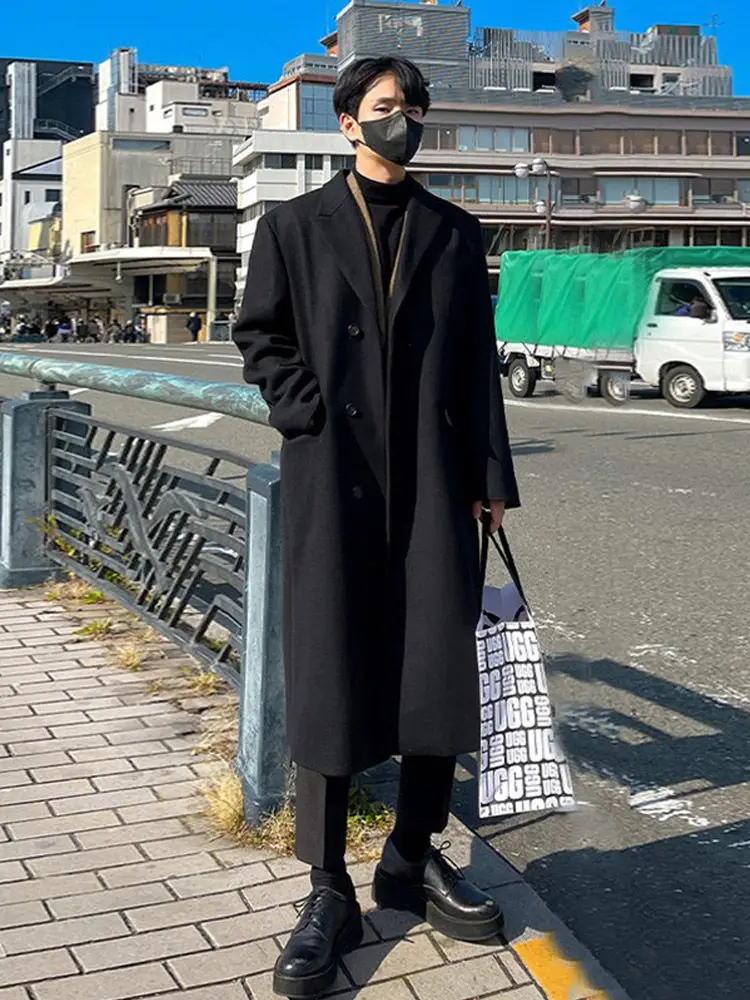 

Мужское пальто из шерстяной смеси, черное, с китайской вышивкой дракона, на пуговицах, для церемоний, свадеб, подарков, праздников, стильное