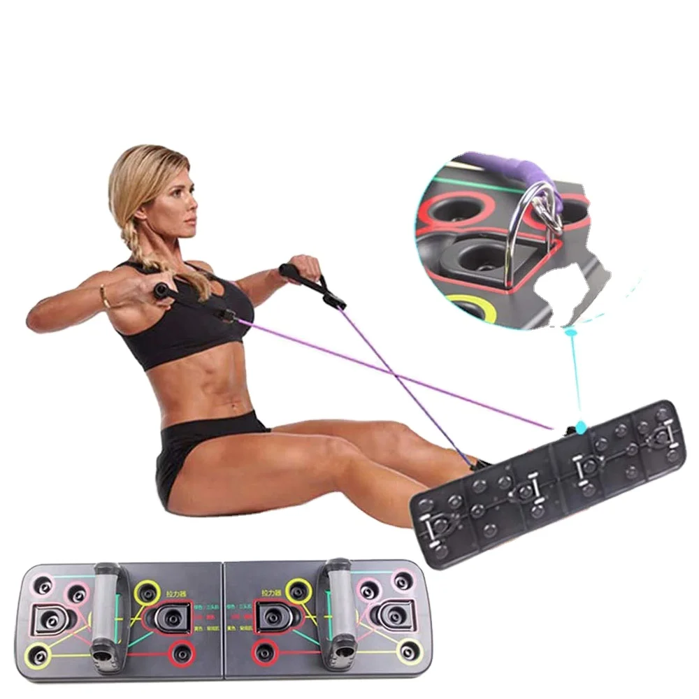 Multi-Function Portable 9 in 1 Push-up Bracket Board Push Up Board with Pull Rope for Home Training Exercise