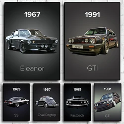 Vintage Car Decoration Painting 80s GTI Sports Classic Car Oil Painting Living Room Home Wall Art Printing Poster
