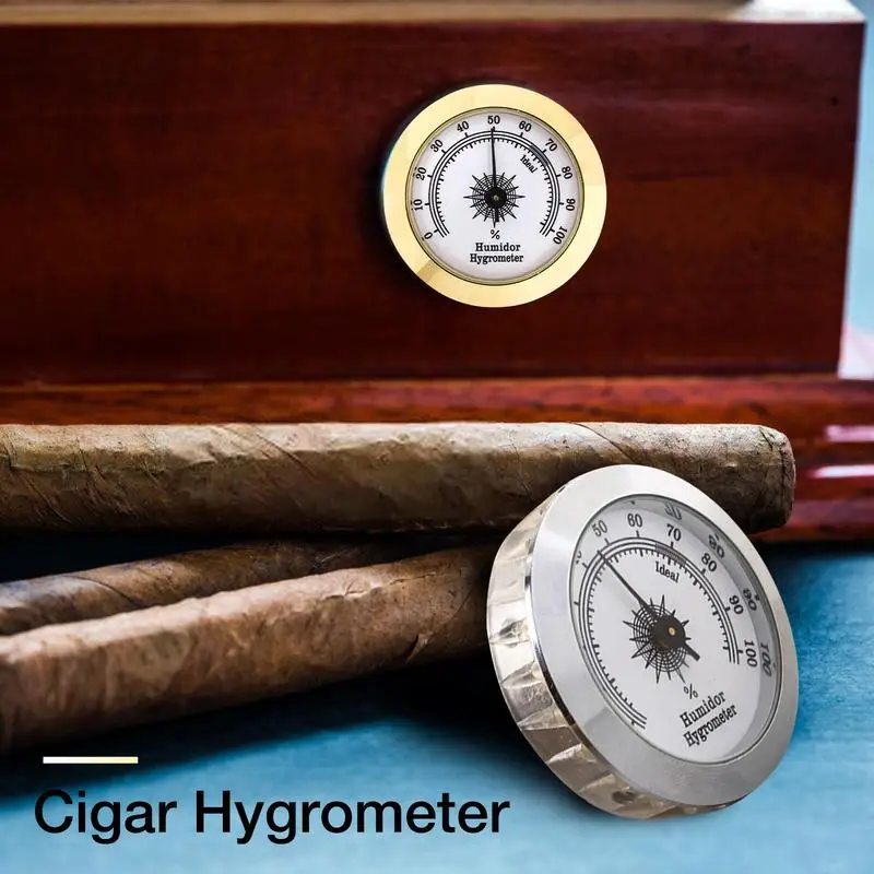 50mm Analog Hygrometer Moisture Meter Cigar Tobacco Humidity Gauge & Glass Lens For Humidors Smokings Humidity Sensitive Gauge