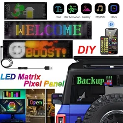 LED Matrix Pixel Panel Bluetooth Smart USB 5V Flexible Strip RGB Pattern Graffiti Text Animation Display Programmable Scrolling