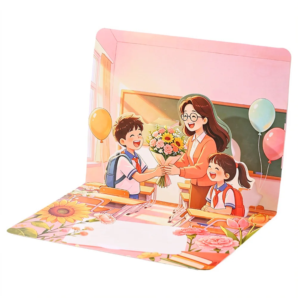 3D Pop Up Greeting Card For Teacher Appreciation Day Creative Handmade Thank You Note With Envelope For School Student Gift