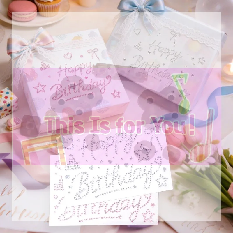 【MA】1 PCS Self Adhesive Rhinestone Stickers Heart And Star Pattern Letter Message Stickers Sparkle Finish