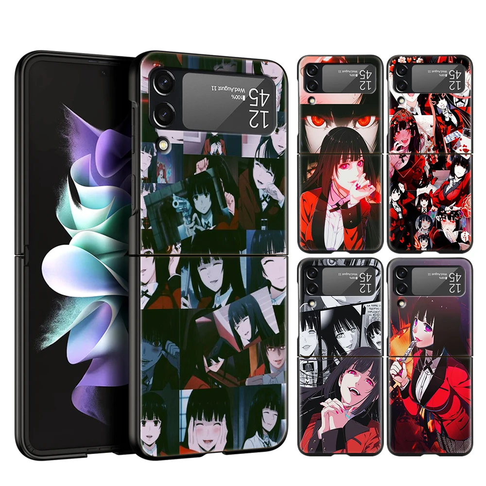 Kakegurui Jabami Yumeko Hard PC Phone Case For Samsung Galaxy Z Flip 6 5 4 Black ShockProof Cover for Samsung Z Flip 3 Shell Bag