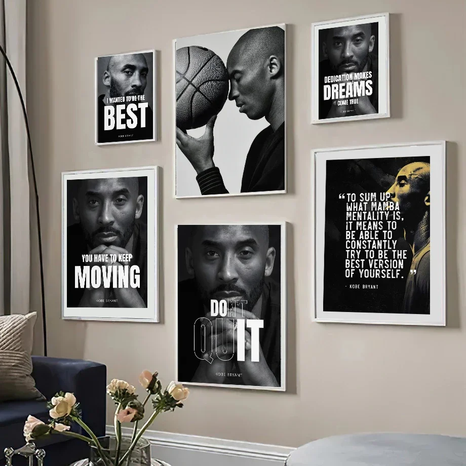 Kobe Bryant – affiche de citation inspirante, toile imprimée noire et blanche, Art mural pour décoration de maison, chambres de garçons, légende du basket-ball