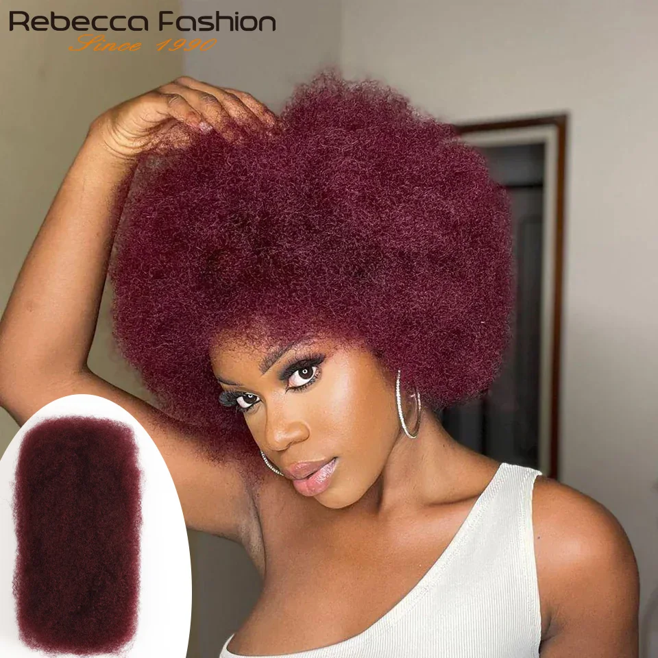 QVR Affordable Afro Kinky Bulk Human Hair 99J Burgundy Color For Braiding DreadLock – Natural, Soft Long-Lasting Extensions