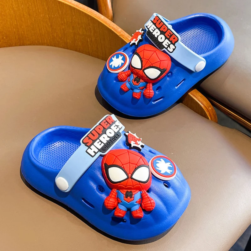 Disney Children\'s Slippers Summer Boys Spiderman Slipper Anti-slip Hole Kids Beach Shoes Soft Bottom Toddler Home Slipper