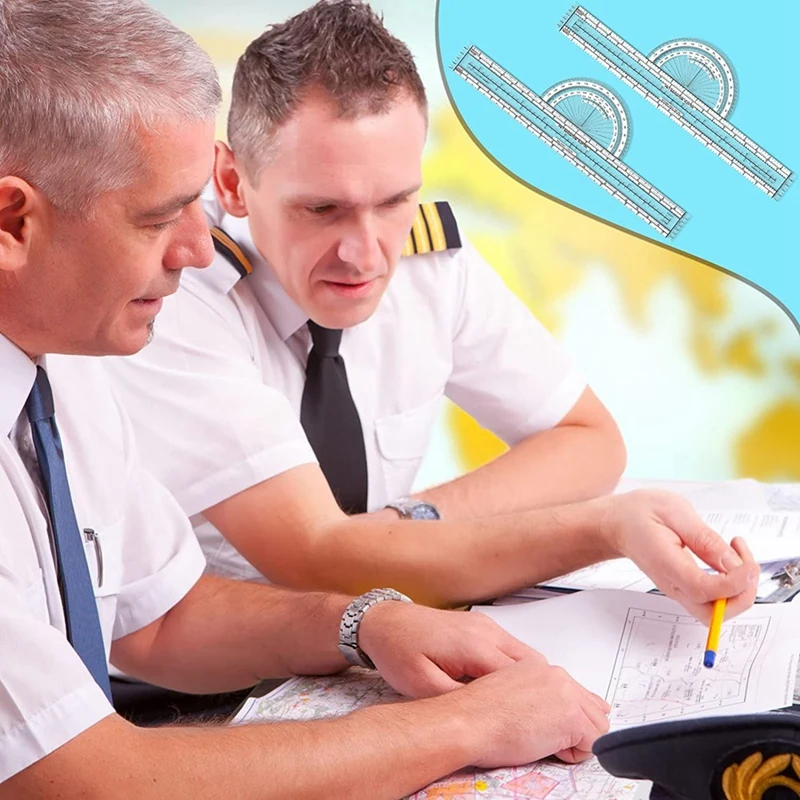 Herramienta de trazado de trazador de aviación, trazador WAC, gráficos de navegación aérea, accesorios de piloto, plástico para navegación de pilotos, 2 piezas