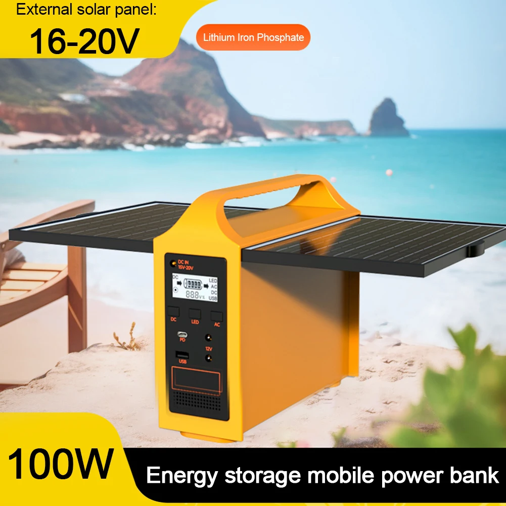 Portable Solar Power Station 24000mAh 20W Outdoor RV Camping Power Bank USB Charger Solar Generator LED Light for Camping Travel