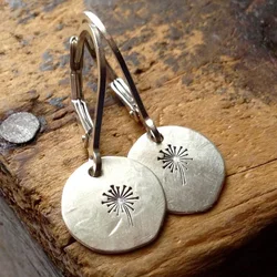 Vintage Wishing Dandelion Hoop Dangle Earring for Women Silver Color Round Carved Metal Plant Flower Earring Pendientes Bijoux
