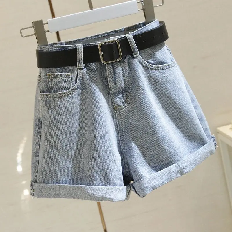 Wide Leg Women's Jeans Short Pants Denim Shorts Aesthetic Vintage Distressed Biker Fashion Loose Summer Comfy Casual Korean 2024