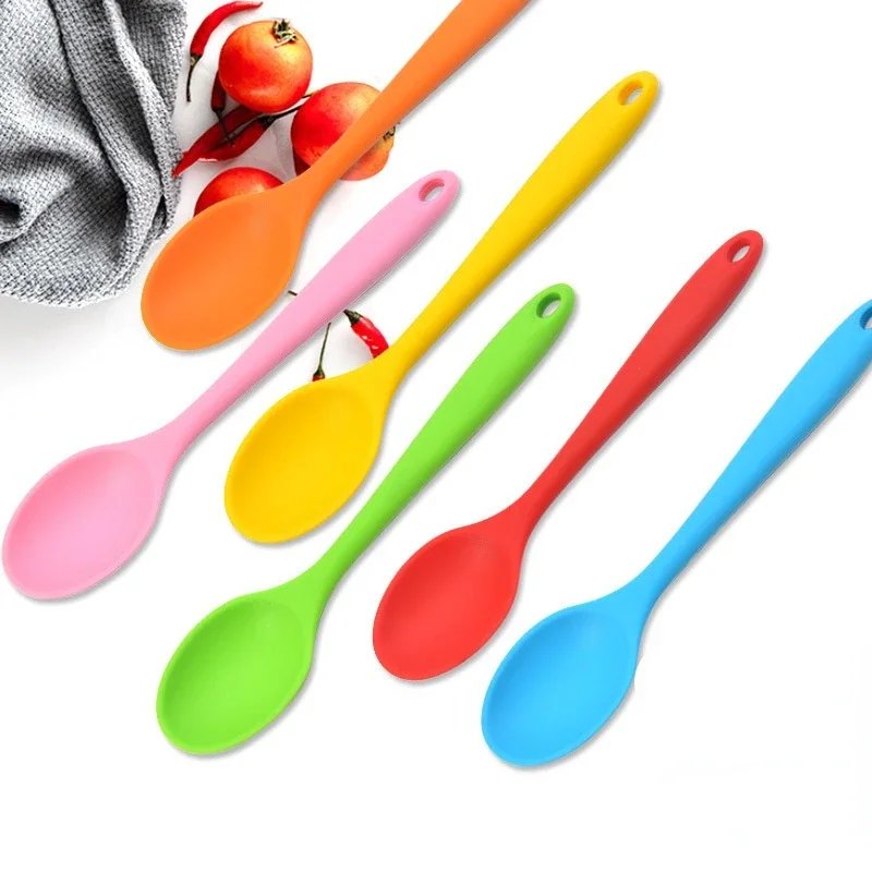 7 Color 210mm Universal Flexible Heat Resistant Silicone Spoon Scraper Spatula Ice Cream Cake for Shovel Kitchen Tool Utensil