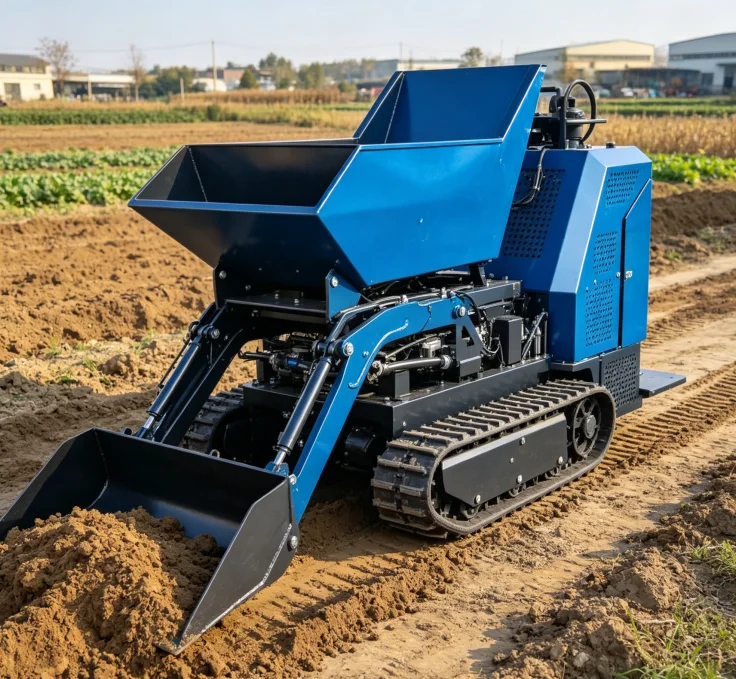 Mini Compact Rubber Tracked Dumper Hydraulic Unloading Crawler Cart Easy Operation For Crop Manure Soil Short Distance Transport