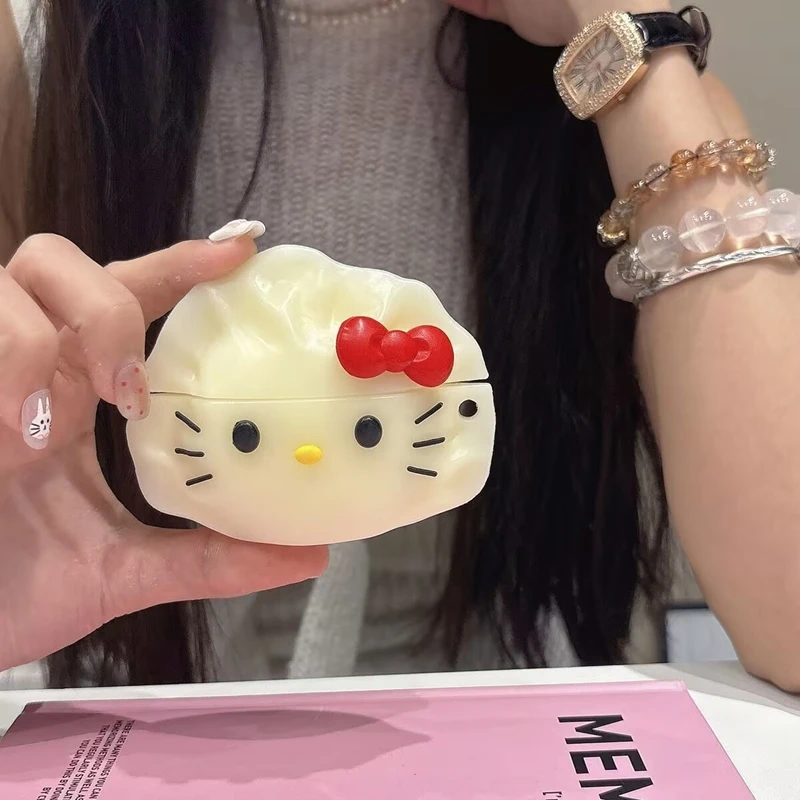 3D Dumpling Cat Earphone Ear Bag Case For Apple Airpods Pro 3 2 1 4 With Hook Buckle