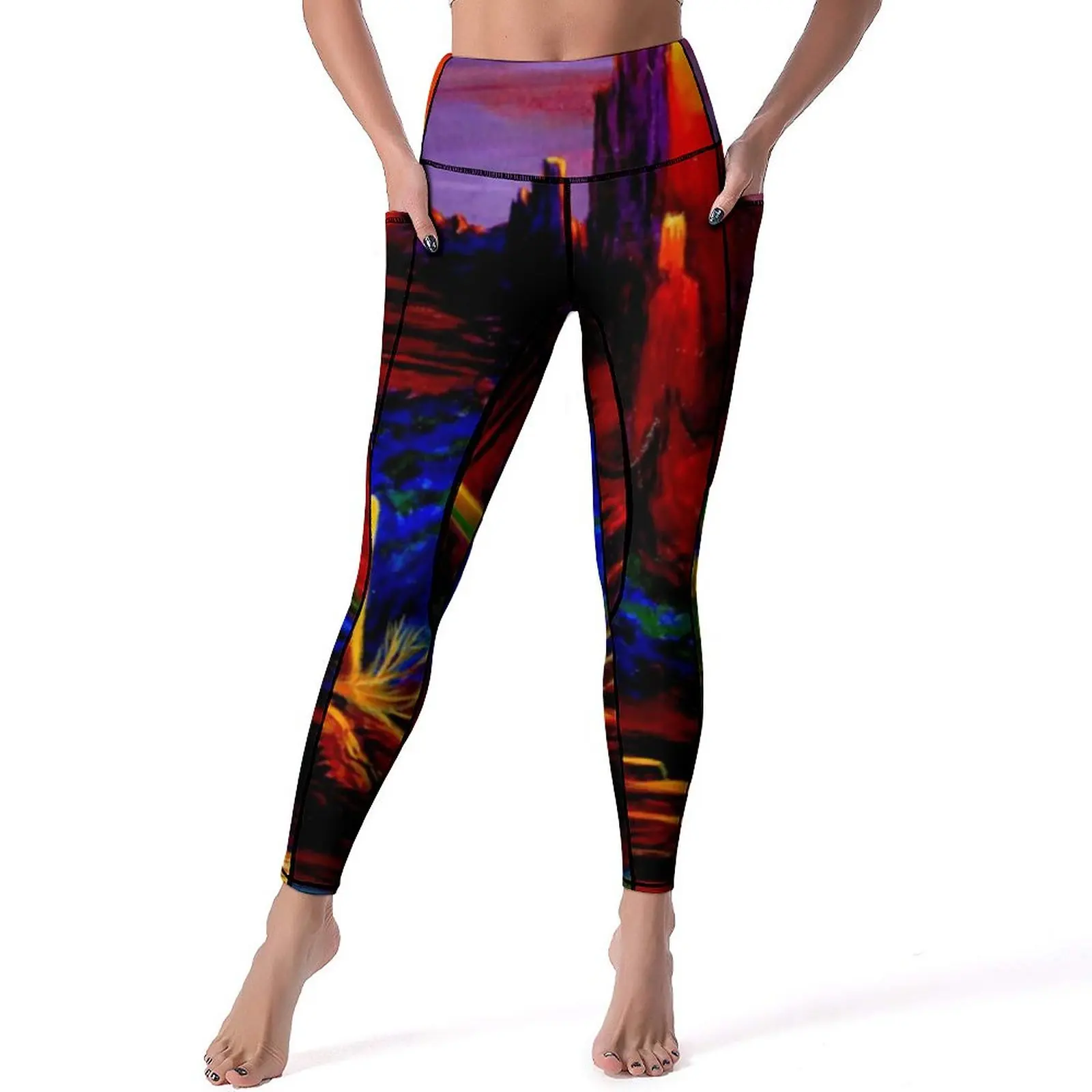 

Desert Painted Yoga Pants Mountains Sunset Print Leggings Sexy Push Up Fashion Yoga Sports Tights Elastic Graphic Gym Leggins