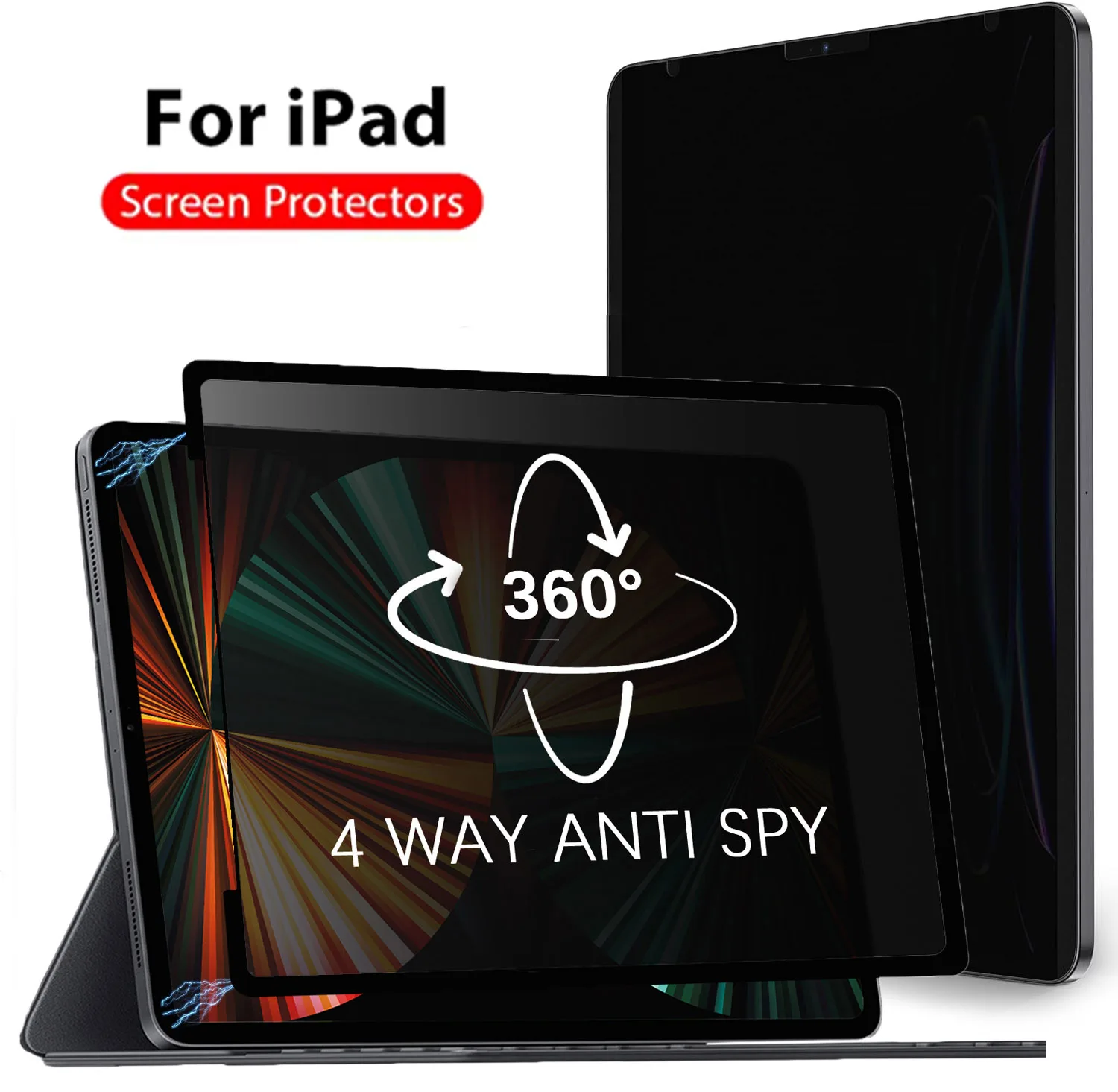 

360° Removable Privacy Protect Screen for iPad 5/6/7/8/9/10th Air Pro 10.5 11 12.9 inch Anti-peep Anti-glare/Blue light/Spy Film