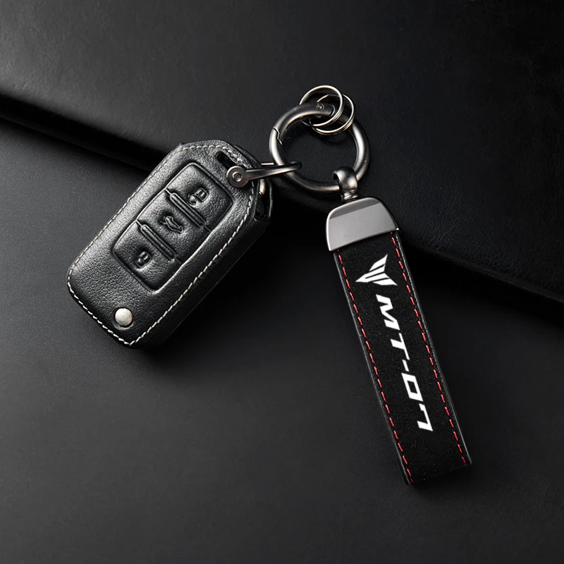 For Yamaha MT09 MT07 MT03 MT 09 07 03 MT-09 MT-07 MT-03 Accessories High-Grade Leather Suede Keychain Motorcycle Key Ring