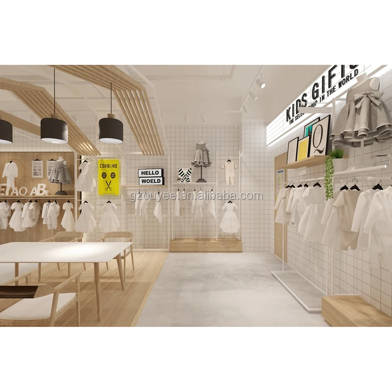 

Customized-Retail Design Children Store Fixtures Kids Shop Fittings Wooden Clothing Clothes Shop Display