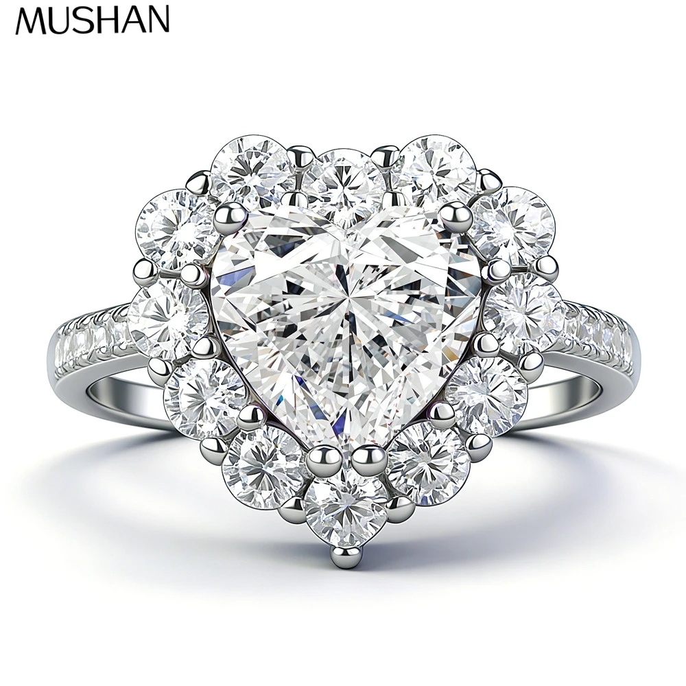 

MuShan Luxury Jewelry 925 Sterling Silver Ring Zircon 5A Grade Oval Engagement for Fiancee 18K Gold Plated Fine Jewelry Rings