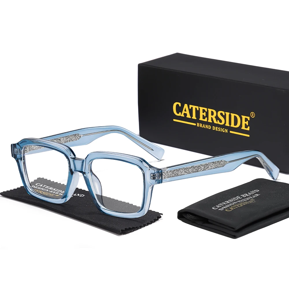 CATERSIDE Modische Herren-Brillengestelle Markendesign Eckige Brillengestelle für Damen Anti-Blaulicht-Lesebrille Partygeschenk Eyewear – Detail 5