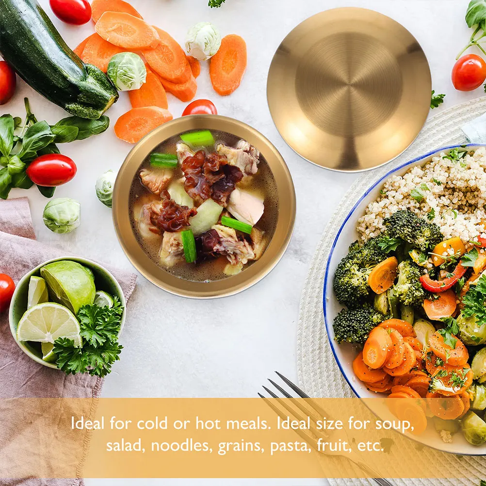

2Pcs StainlessSteelRiceBowl KoreanStyle Soup SmallConvenient HouseholdKitchenAccessory SealingLid PracticalThick