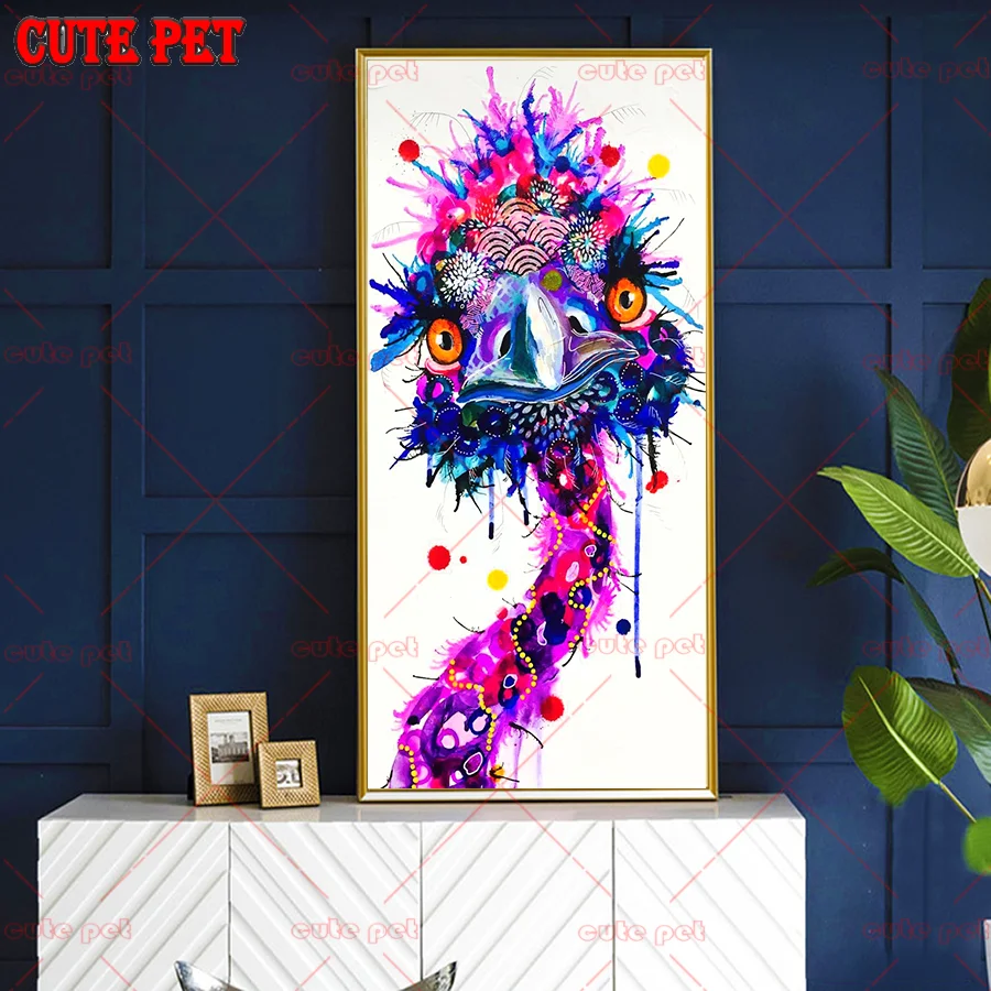 

5d round square Drill Colorful ostrich embroidery birds Diy full diamond painting Cross stitch mosaic rhinestones decor art