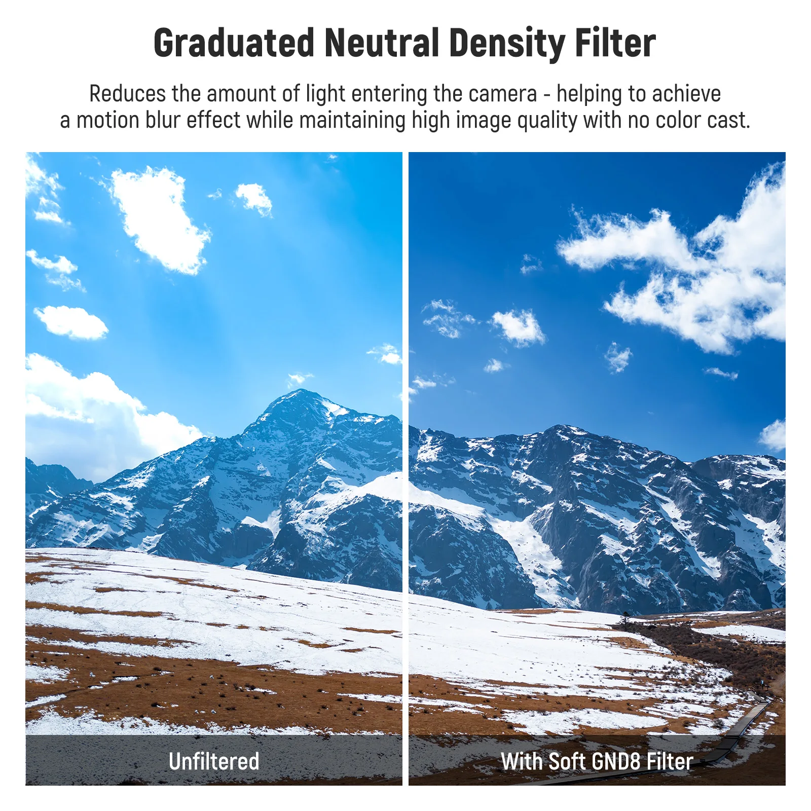 NEEWER Soft Square Graduated ND Filter 100X150mm Gradient ND8 Slim with HD Optical Glass for Landscape/Long Exposure Shot