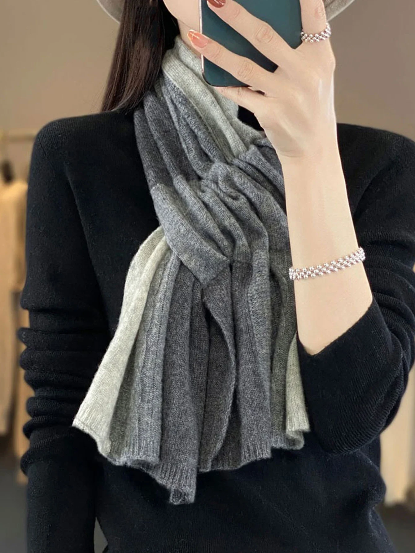 

100% Merino Wool Cross Scarf Thickened Patchwork Warm Soft Windproof Neckerchief Korea Fashion Warm Scarves Wraps for Women