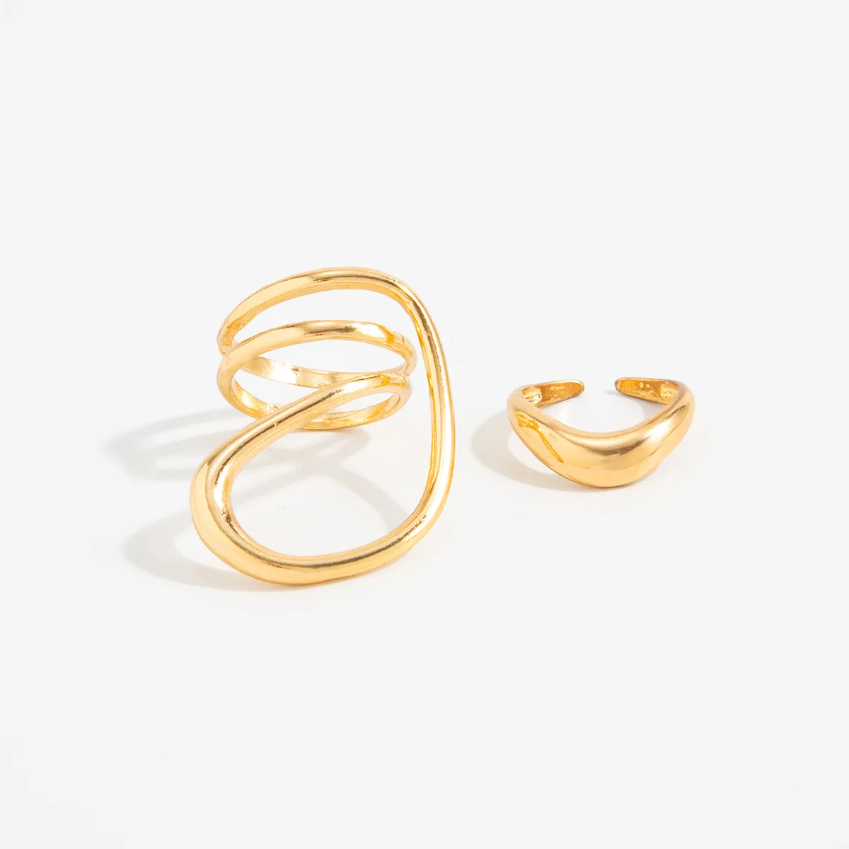 2pcs Set Fashion Glossy Metal Irregular Geometric Twisted Line Adjustable Toe Ring for Women Stackable Designer Jewelry Gifts