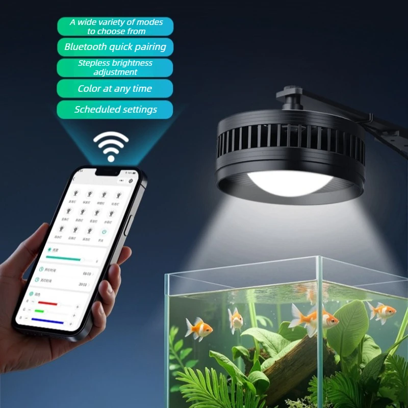 LED Fish Tank Light Full Spectrum Intelligent Bluetooth Control Lamp Aluminum Alloy Plants Aquarium Lamps Fishkeeping Lighting