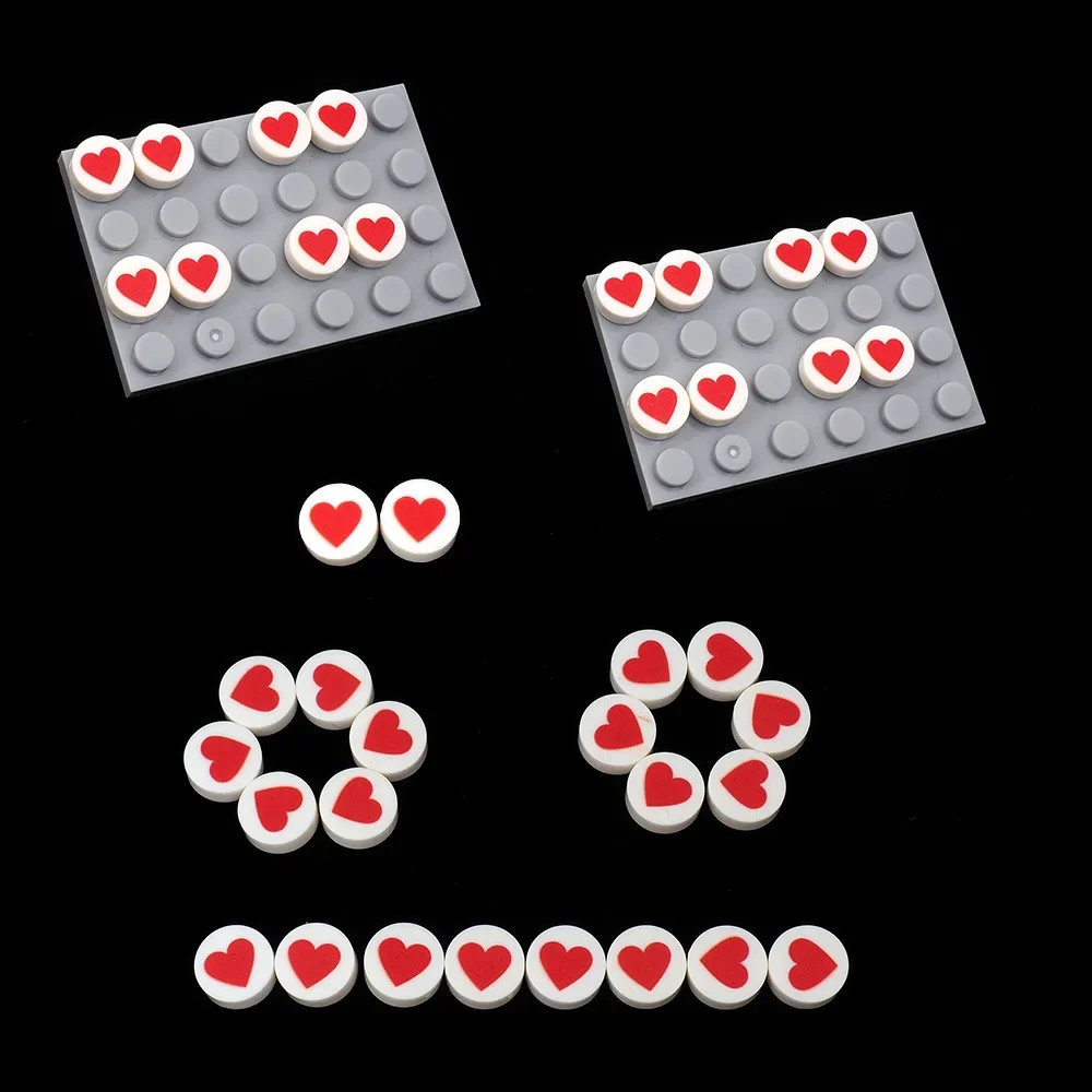 MOC 10 قطعة 98138 الأحمر القلب العين المطبوعة شخص أرقام الطوب التراص نمط بناء الالعاب العملاقة الكبار الفتيان هدية عيد