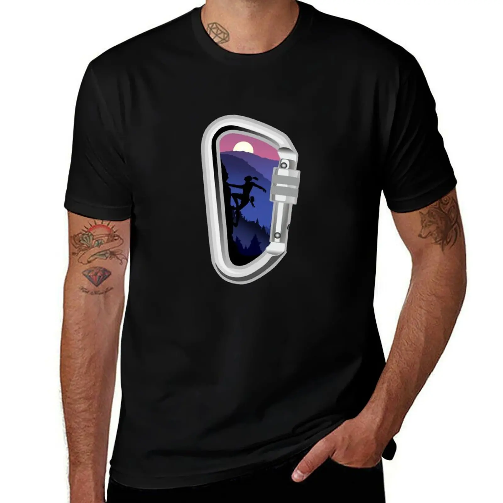 Climbing Woman Carabiner T-Shirt Casual Breathable Short Sleeve Top T-Shirt