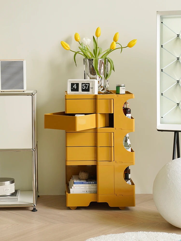Rotating storage cabinet movable cart simple small apartment creative storage bedside table