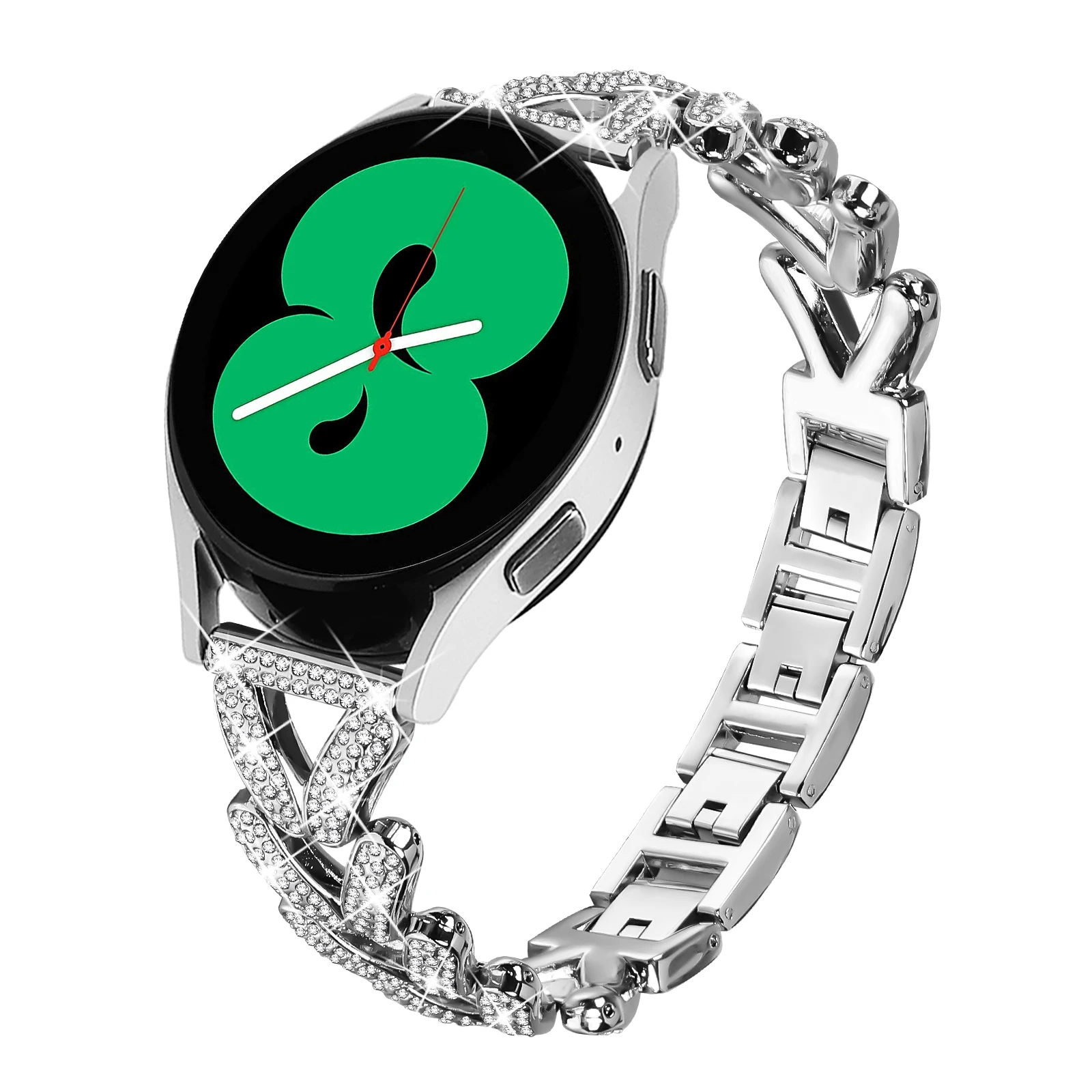 Металлический ремешок со стразами для Samsung Galaxy Watch 6/ 5/4 20 мм, ремешок для Huawei 20 мм, браслет для часов со стразами, металлический ремешок, аксессуары