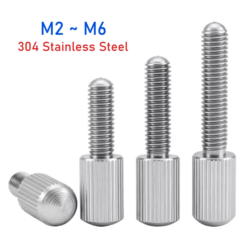 M2 M2.5 M3 M4 M5 M6 304 Stainless Steel Small-head Knurled Hand-tightening Screw GB836 Suitable as Curtain lock Bolt