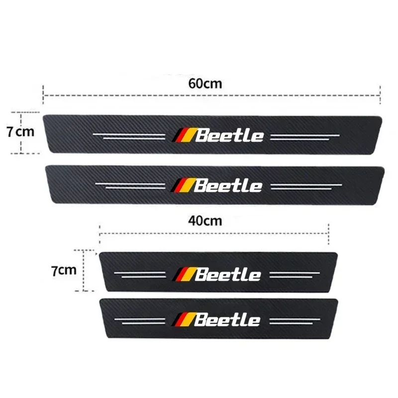 Car Door Threshold Scuff Plate Decals Carbon Fiber Sill Protector Stickers for Volkswagen VW Beetle Logo Door Entry Pedal Guards