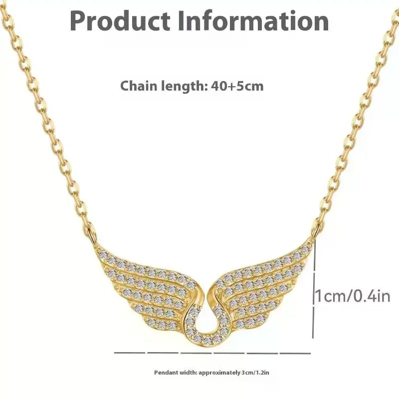 Angel Wing Necklace Women's Diamond-encrusted Fashionable Temperament All-match Titanium Steel Clavicle Chain image 5