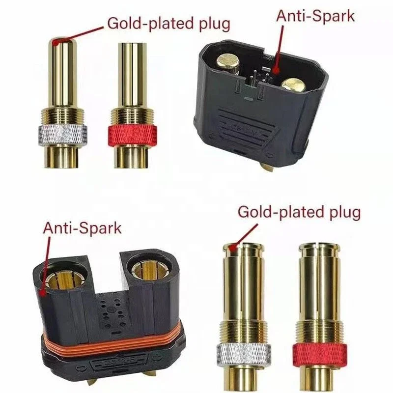 Imagem -04 - Anti Faísca Alta Corrente Conector da Bateria de Lítio de Potência Masculino Feminino Plugue de Carregamento Modelo de Aeronave de Início de Carro 250a Qs12-s