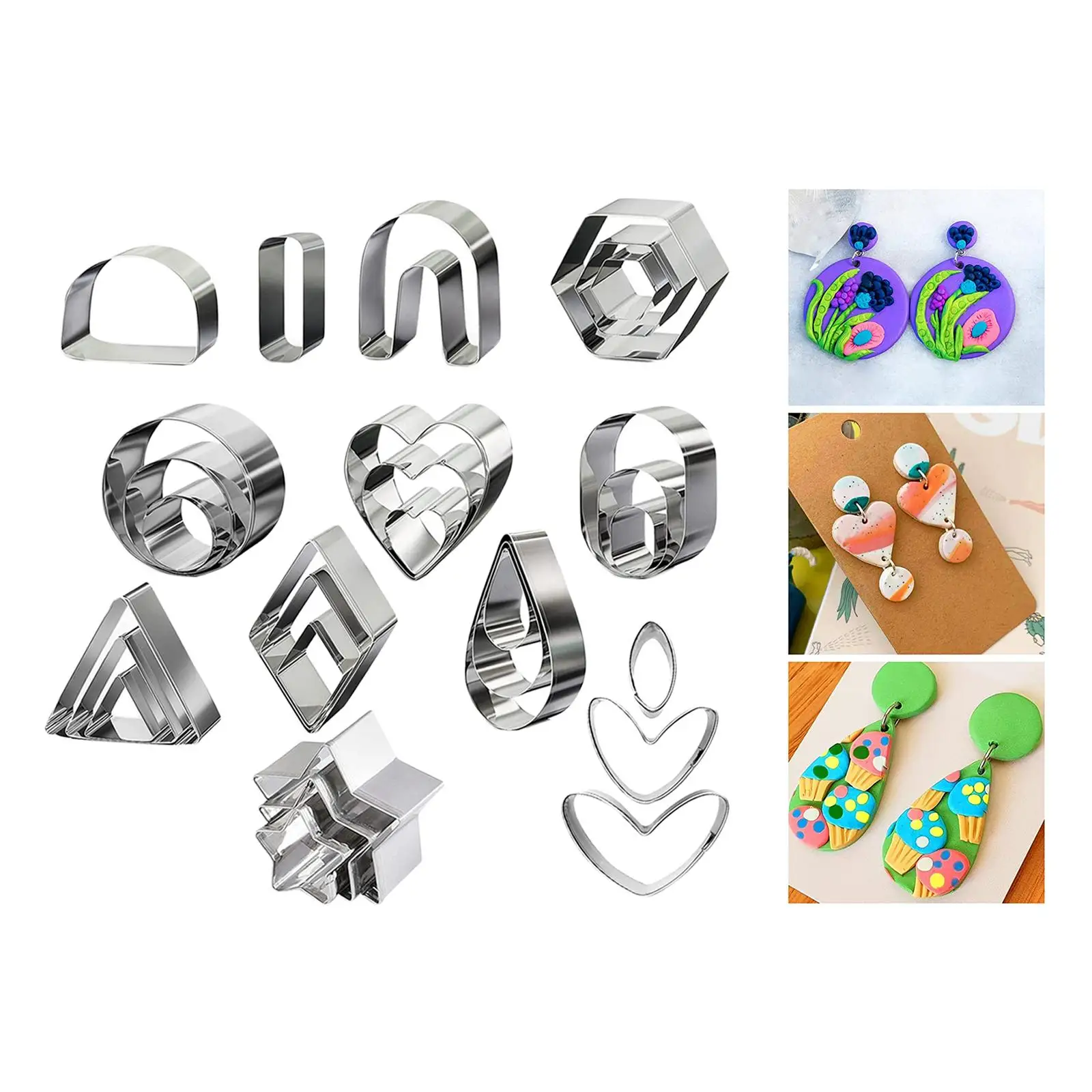 18pcs Stainless Steel Polymer Clay Earring Cutters Baking Mould Handmade DIY Craft for Kitchen Baking Jewelry Making Cake